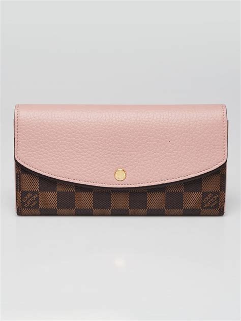 Louis Vuitton Pink Leather Damier Canvas Normandy Wallet